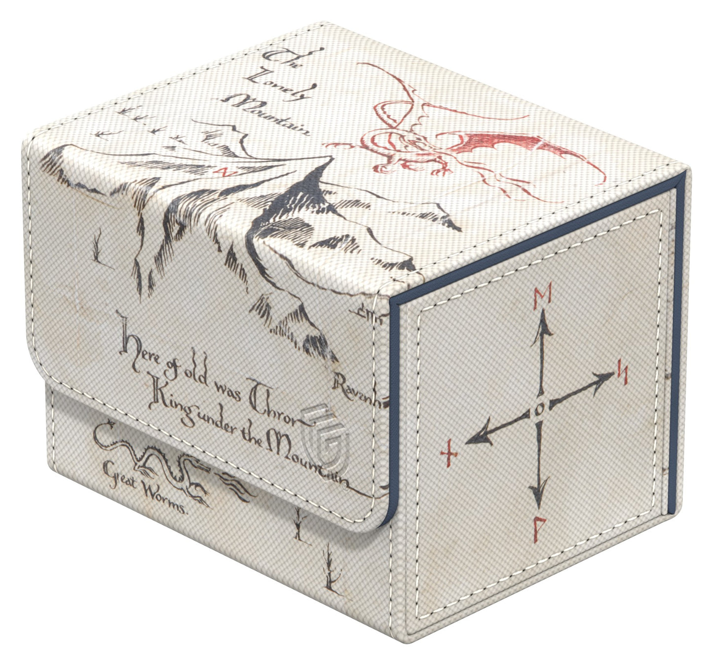 Decorative box with text and compass design on a white background