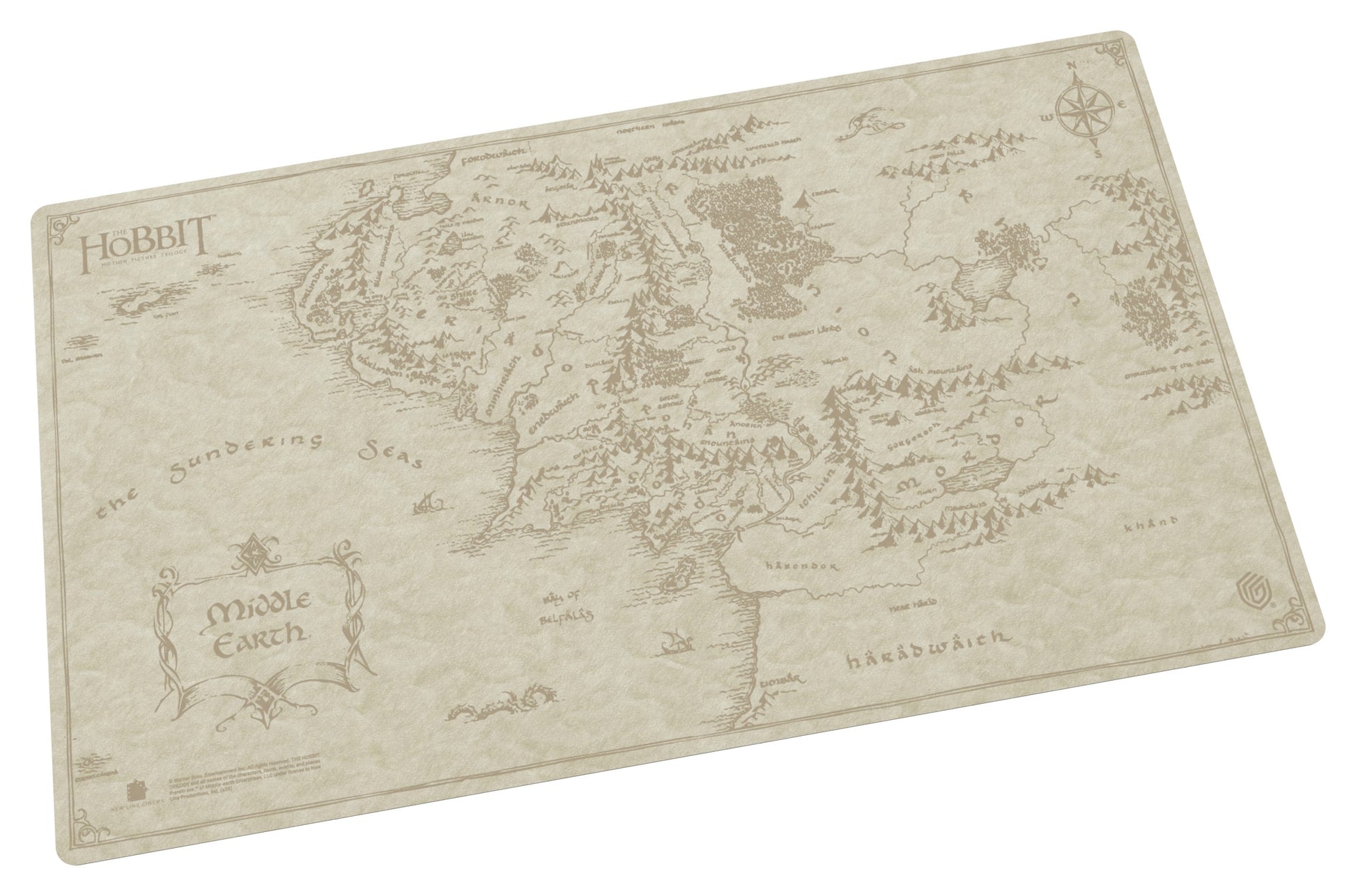 Map of Middle-earth from 'The Hobbit' on a beige background