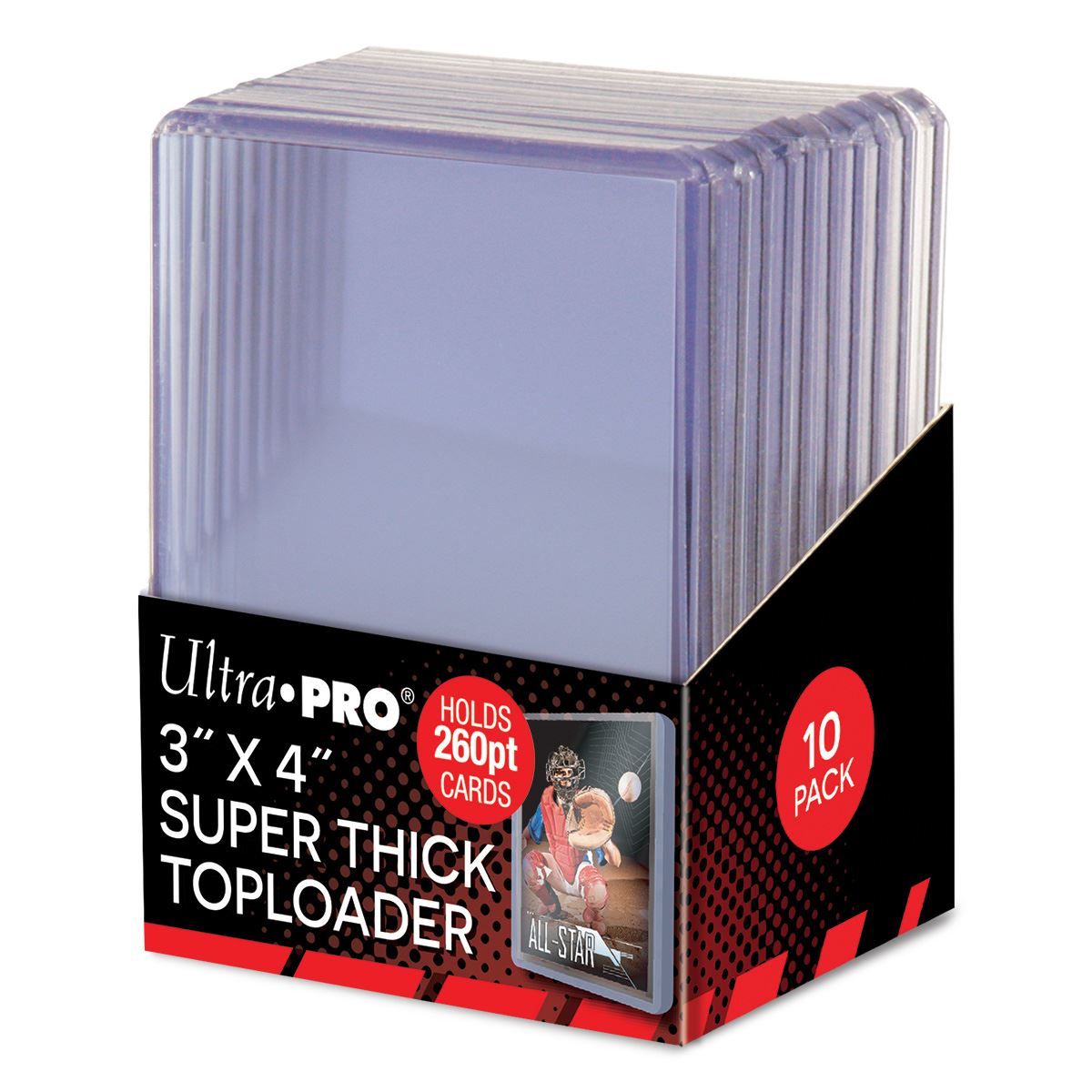 Ultra Pro 3x4 Super Thick Toploader packaging with clear toploaders inside