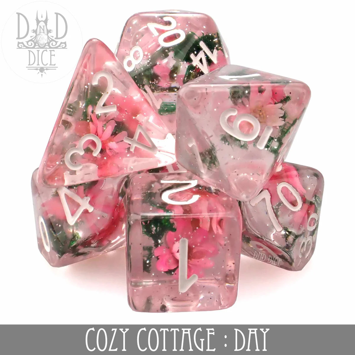 cozy cottage day dice set stacked