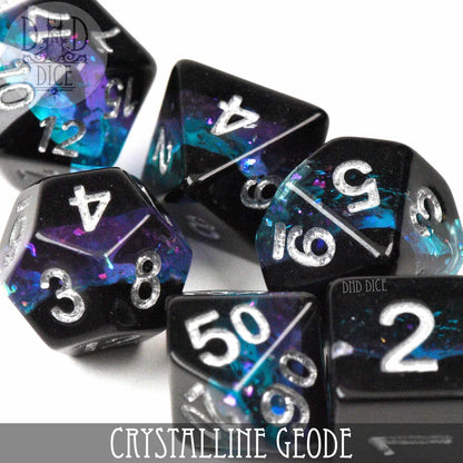 crystalline geode dice set