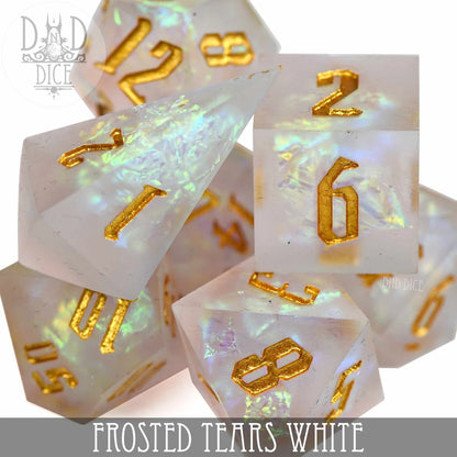 frosted tears white dice set