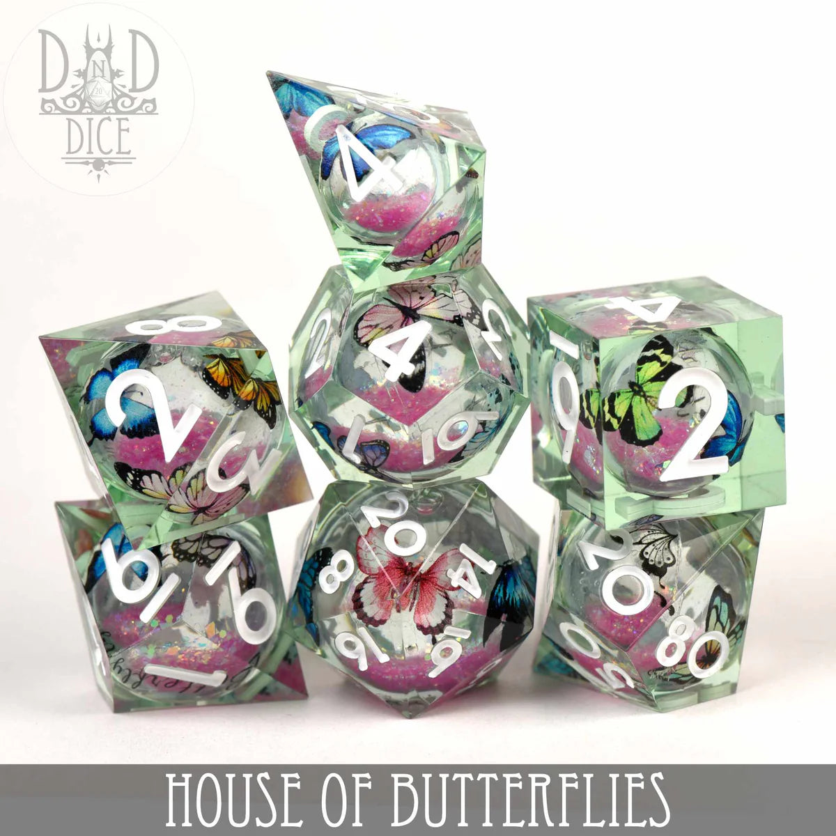 House of Butterflies - 7 Dice Set (Liquid Core)