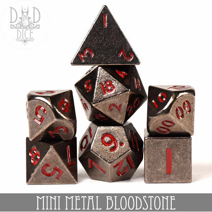 metal mini bloodstone dice set stacked