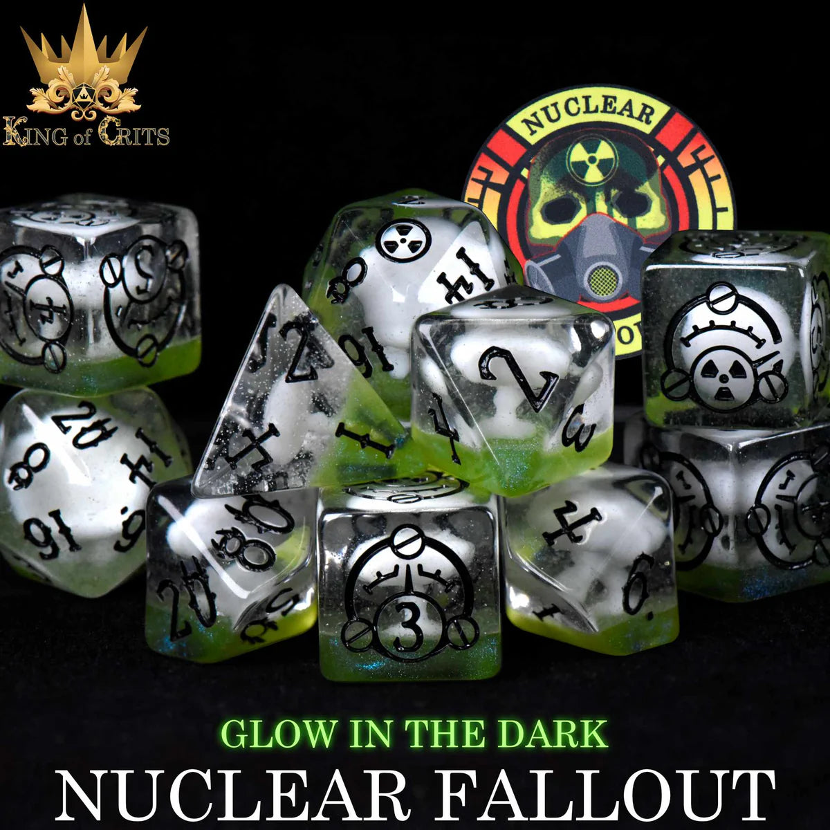 Nuclear Fallout - 11 Dice Set (Glow in the Dark)