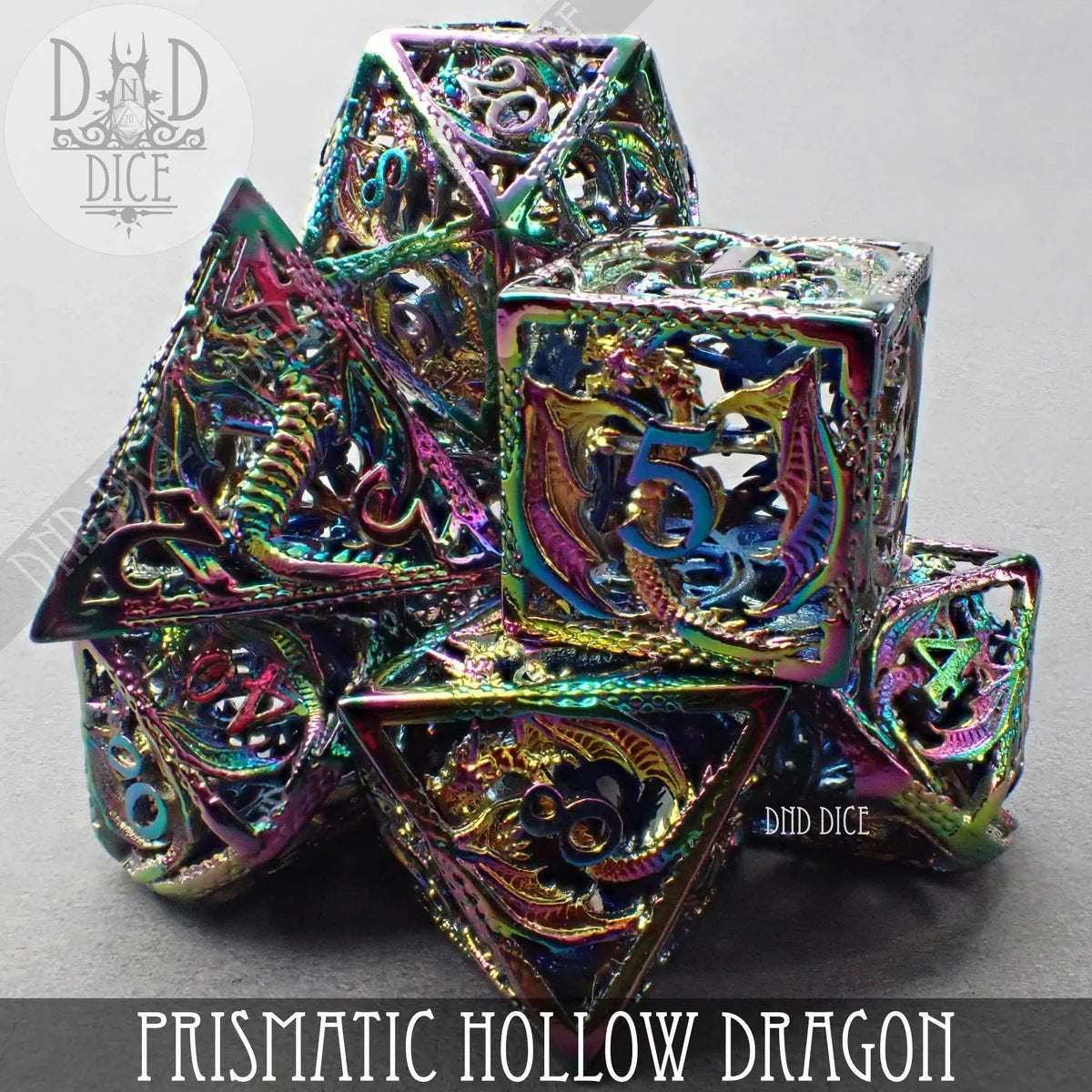 prismatic hollow dragon dice set stacked