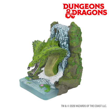 Angeled side view of D&D Green Dragon bookend