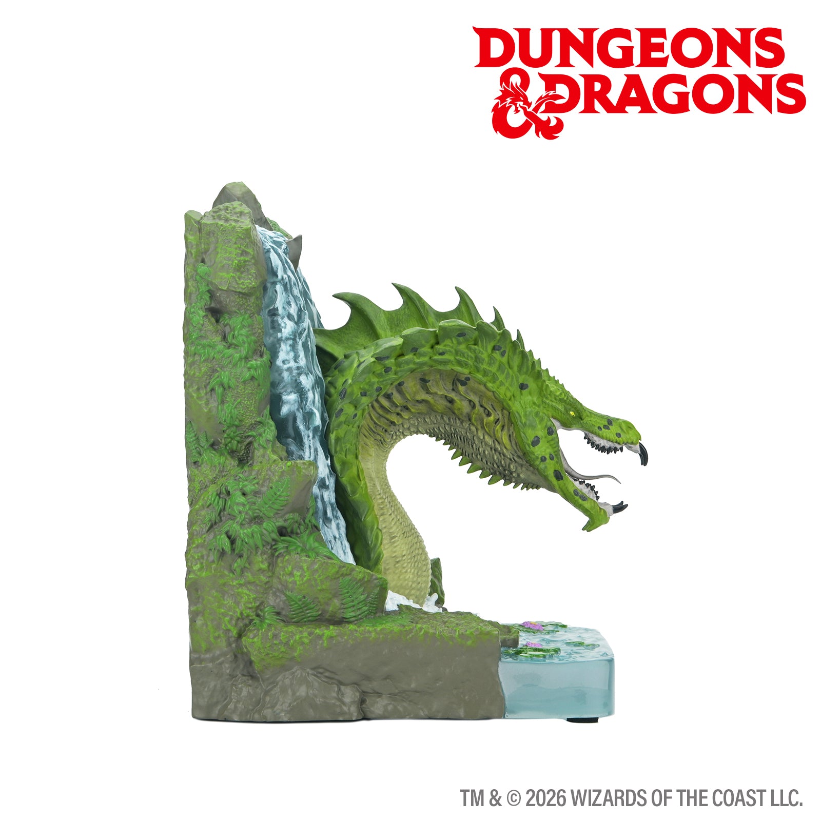 Side view of D&D Green Dragon bookend