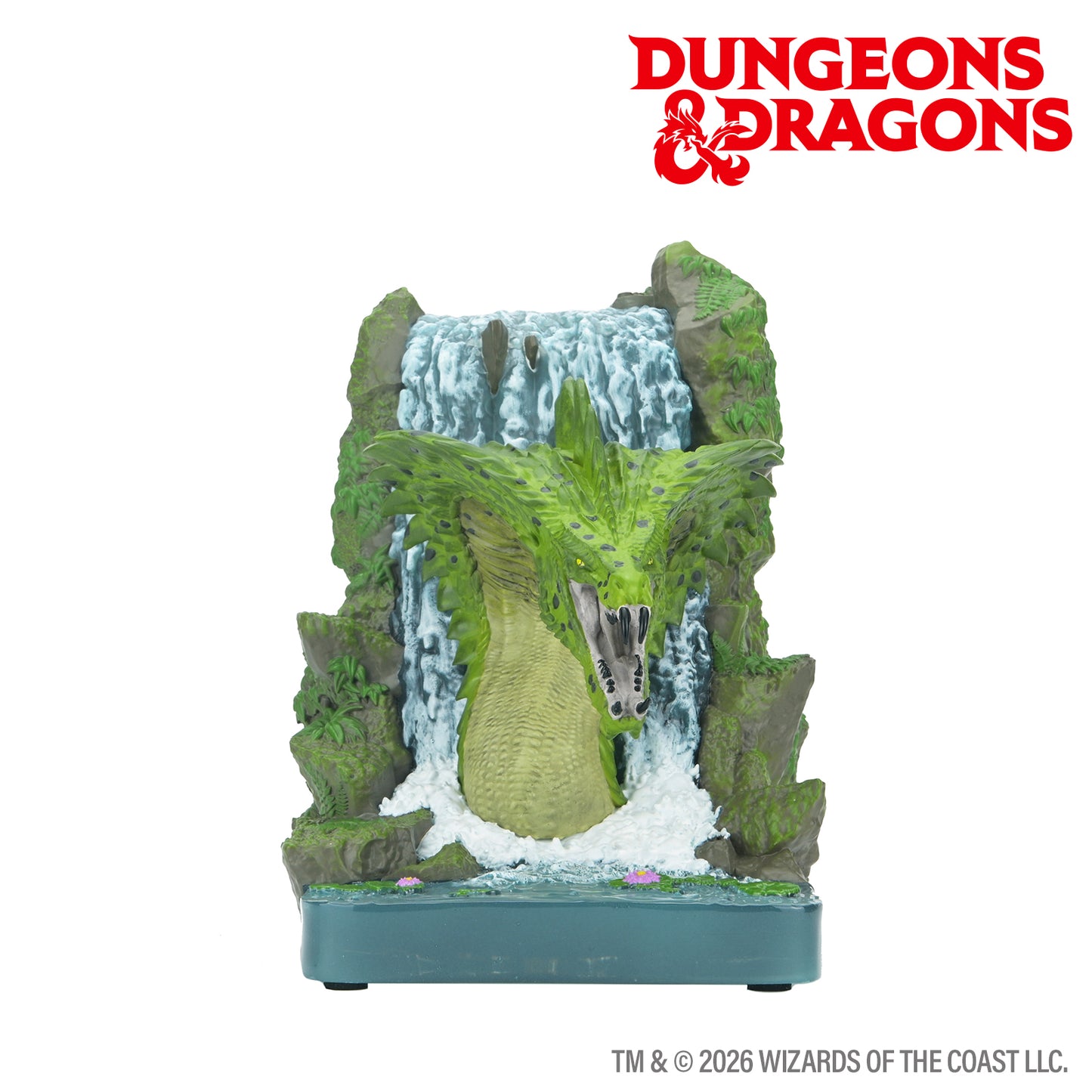 Front facing view of D&D Green Dragon bookend