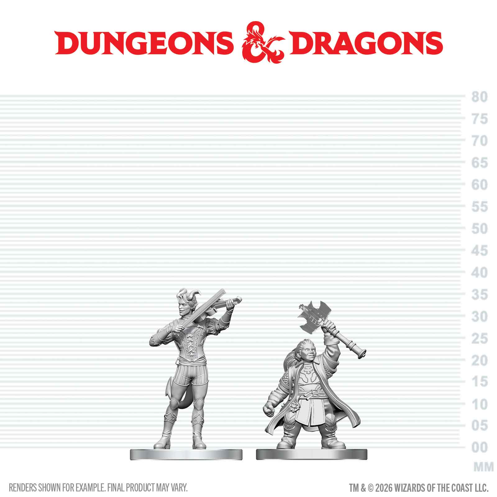 D&D Nolzur's Marvelous Miniatures: Tiefling Bard & Dwarf Cleric

