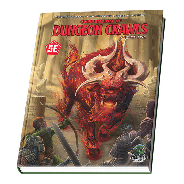 Compendium of Dungeon Crawls Volume Five book with a dragon illustration on the cover