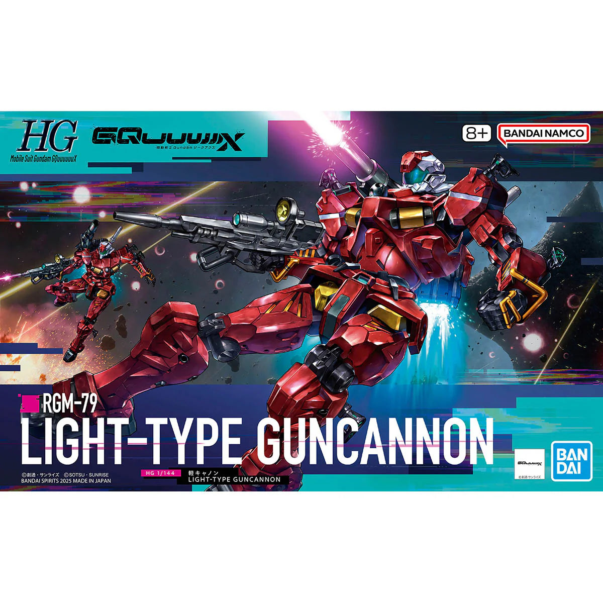 Model kit packaging of Light-Type Guncannon from HG Equipped series by Bandai Namco