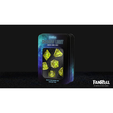 Fanroll: Shadow Light UV Reactive Elixir Liquid Core Dice Set