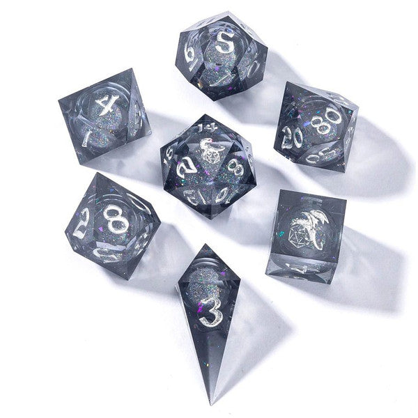 7-Set Captured Magic Rainbow- Polyhedral Dice Set - Liquid Core
