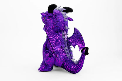 Borsa per dadi a forma di drago viola in peluche