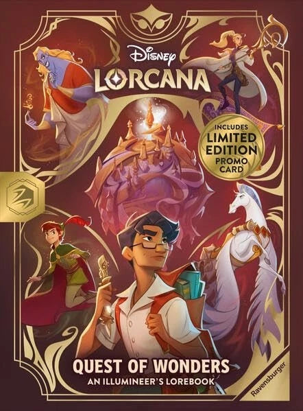 A gold embossed book depcting disney characters