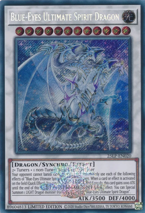 Blue-Eyes Ultimate Spirit Dragon (ESR) [25LP - 25LP-EN020 - Emblazoned Secret Rare] - Limited Pack World Championship 2025