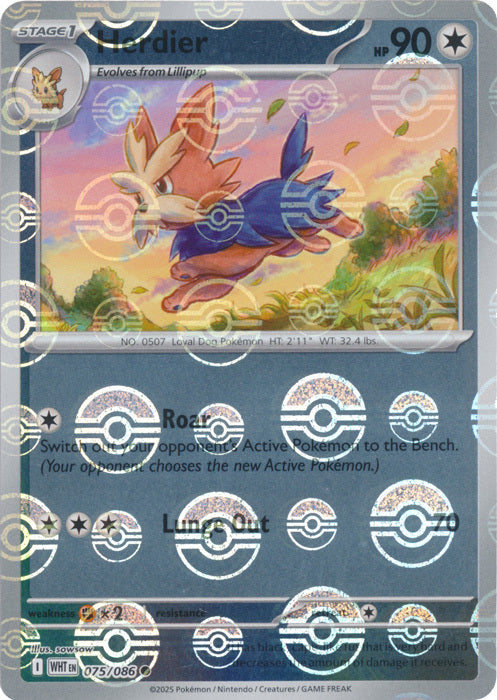 Herdier (Poke Ball Pattern) [WHT - 075/086 - Common] - SV: White Flare