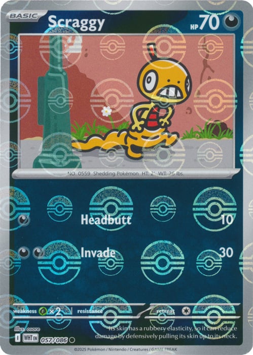 Scraggy (Poke Ball Pattern) [WHT - 057/086 Common] - SV: White Flare