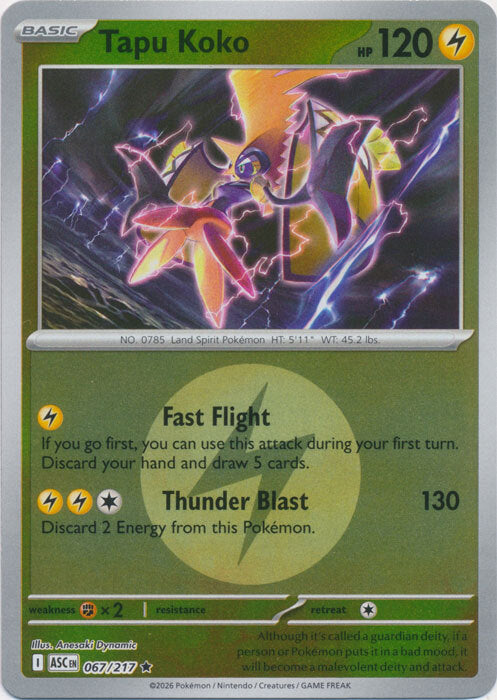 Tapu Koko (Energy Symbol Pattern) [ASC - 067/217 - Rare] - ME: Ascended Heroes
