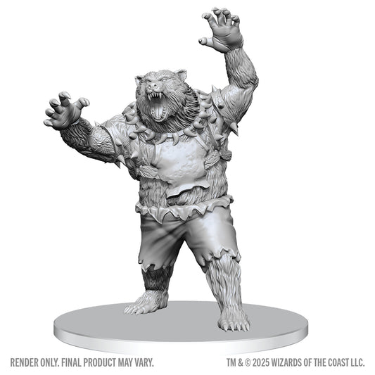 Unpainted fantasy figurine of a creature with a white background
