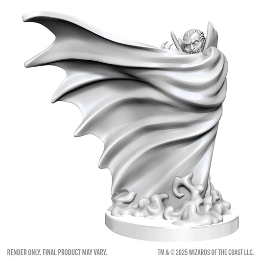 White fantasy figurine with flowing cape on a white background