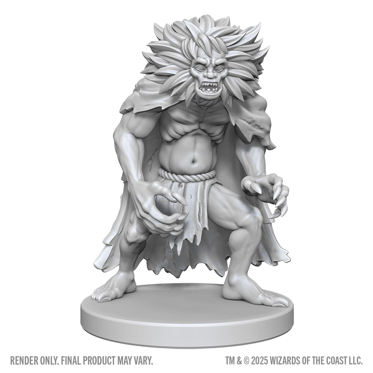 Unpainted fantasy figurine on a white background