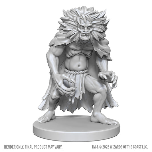 Unpainted fantasy figurine on a white background
