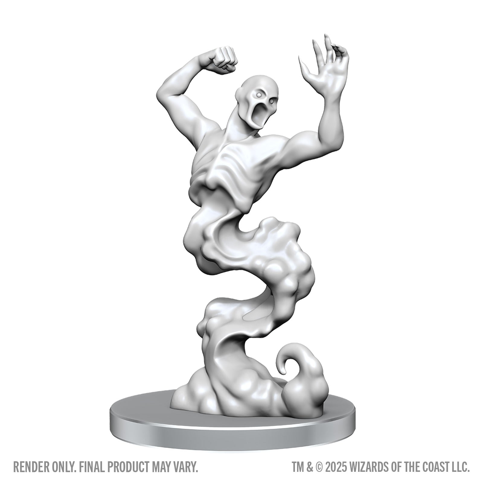White miniature figurine on a gray base with 'Wizards of the Coast' branding.