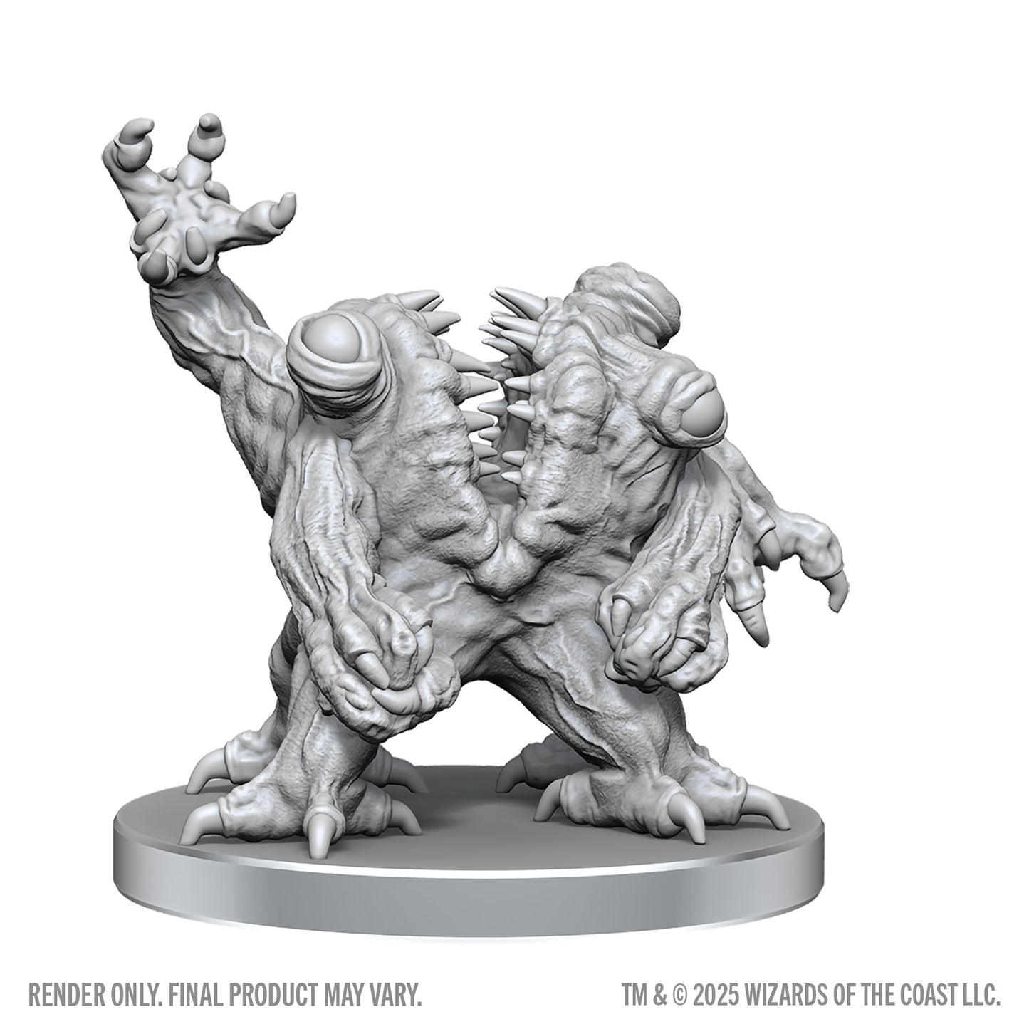 Unpainted monster figurine on a white background with 'Wizards of the Coast' branding.