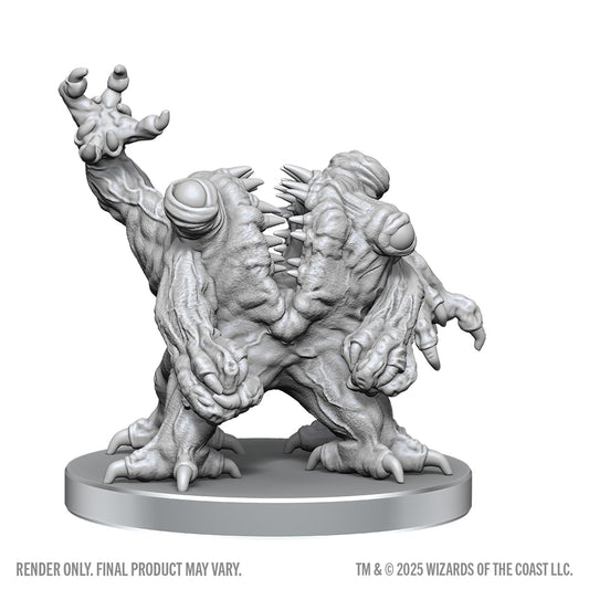 Unpainted monster figurine on a white background with 'Wizards of the Coast' branding.