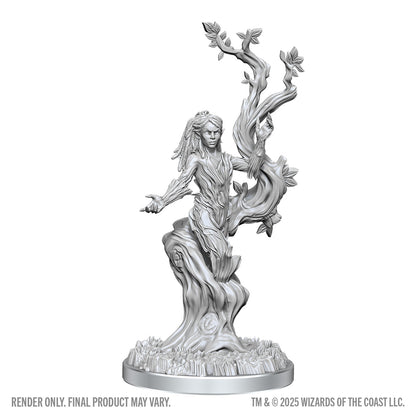 Unpainted fantasy figurine with tree-like design on a white background