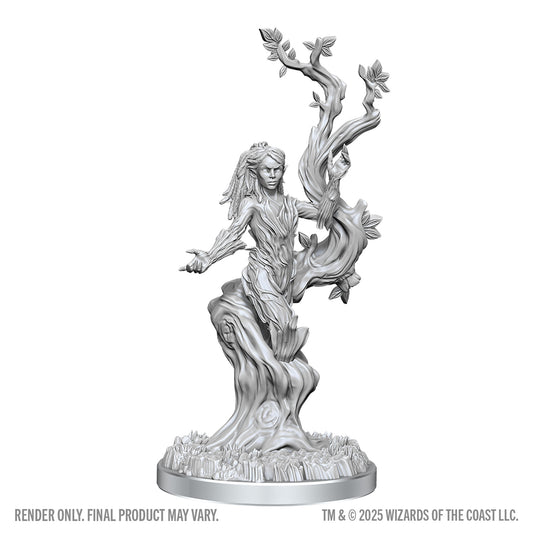 Unpainted fantasy figurine with tree-like design on a white background