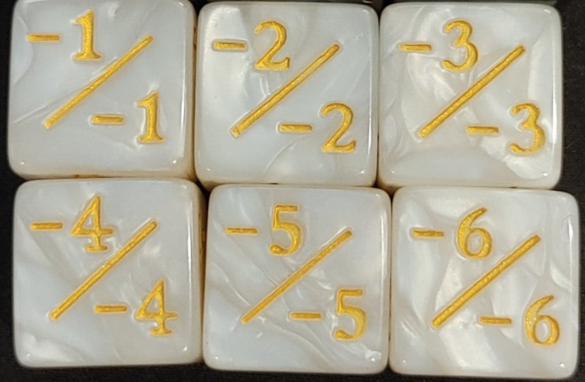 16mm Dice Counters / Token / Loyalty / D6 +1/-1