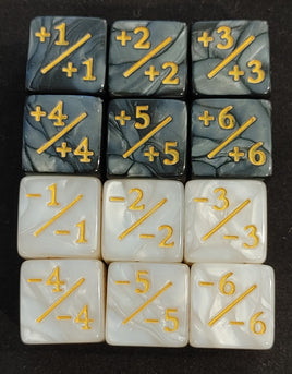 16mm Dice Counters / Token / Loyalty / D6 +1/-1