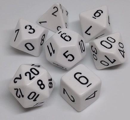 chessex opaque polyhedral dice set white black