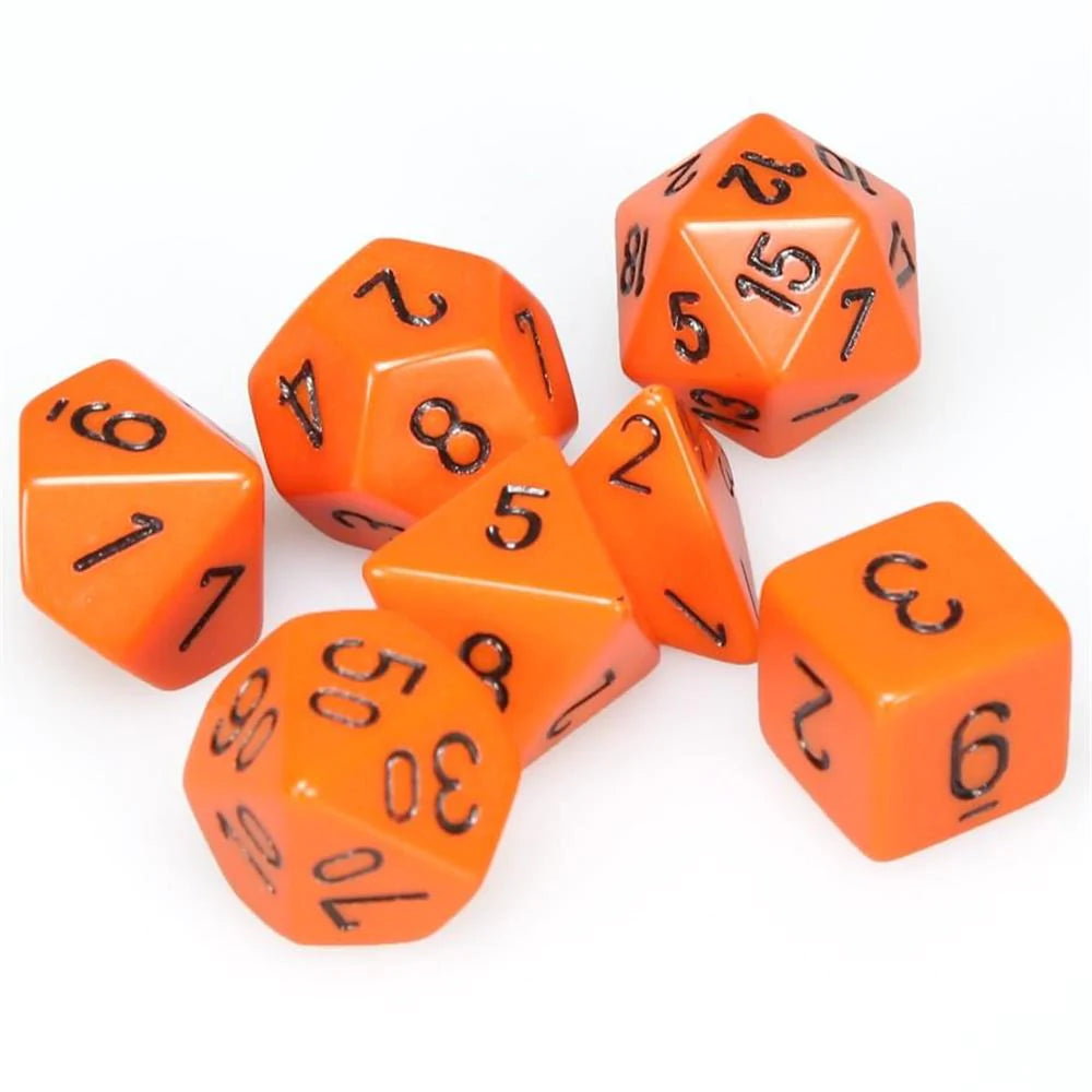 chessex opaque polyhedral dice set orange black