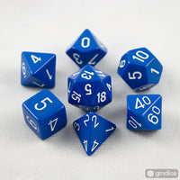 chessex opaque polyhedral dice set blue white