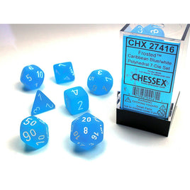 chessex frosted polyhedral dice set caribbean blue