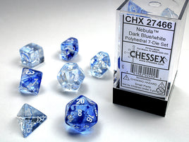 chessex polyhedral nebula dice set dark blue white