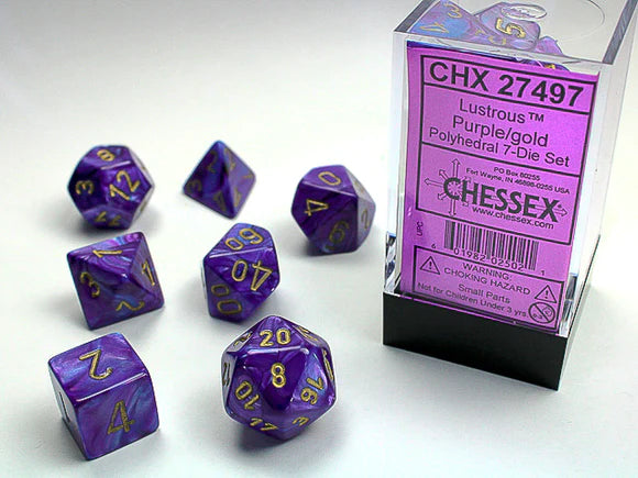 chessex polyhedral vortex dice set purple gold