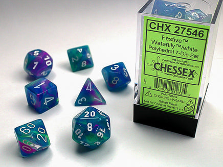 chessex polyhedral festive dice set waterlily white