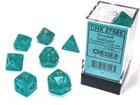 Chessex: Polyhedral Borealis Dice sets teal gold