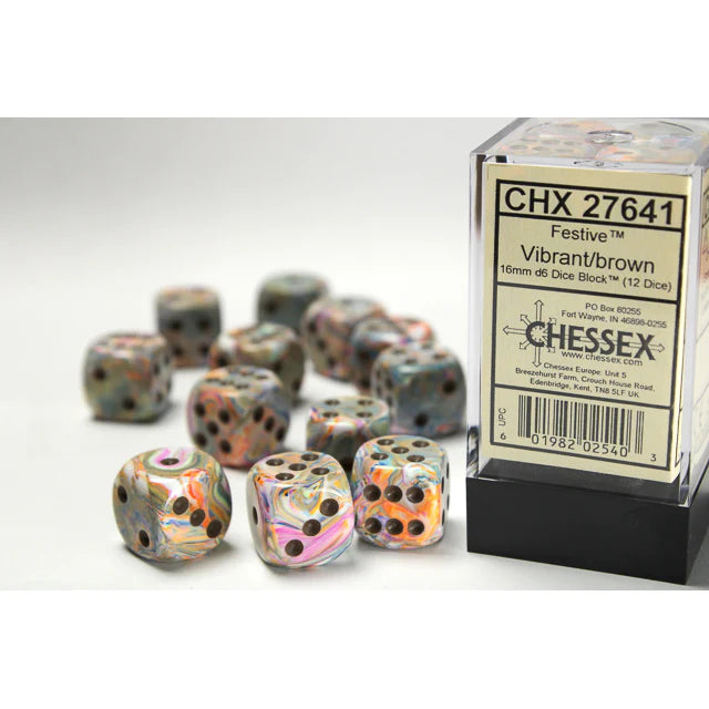 Chessex: D6 Festive DICE SET - 16MM