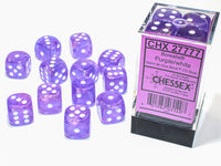 chessex D6 borealis dice set purple white