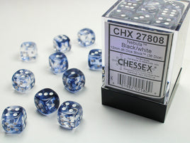 chessex d6 nebula dice set 12mm black white