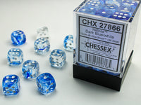 chessex d6 nebula dice set 12mm dark blue white