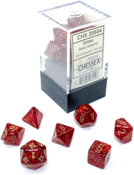 chessex glitter polyhedral dice set red gold