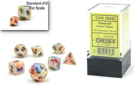 chessex polyhedral festive dice set 10mm circus black