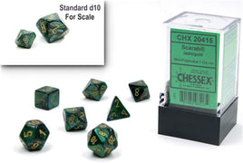 chessex polyhedral scarab dice set 10mm jade gold scarab